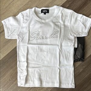 A24 Pricilla Babydoll Rhinestone Tee